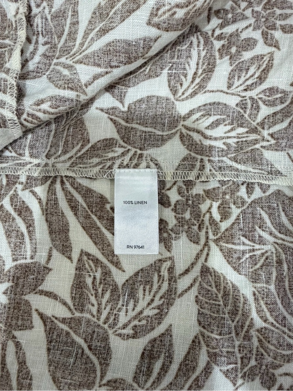 J. Jill Cream Linen Dress Brown Floral Print Pockets Size XL - Picture 5 of 7